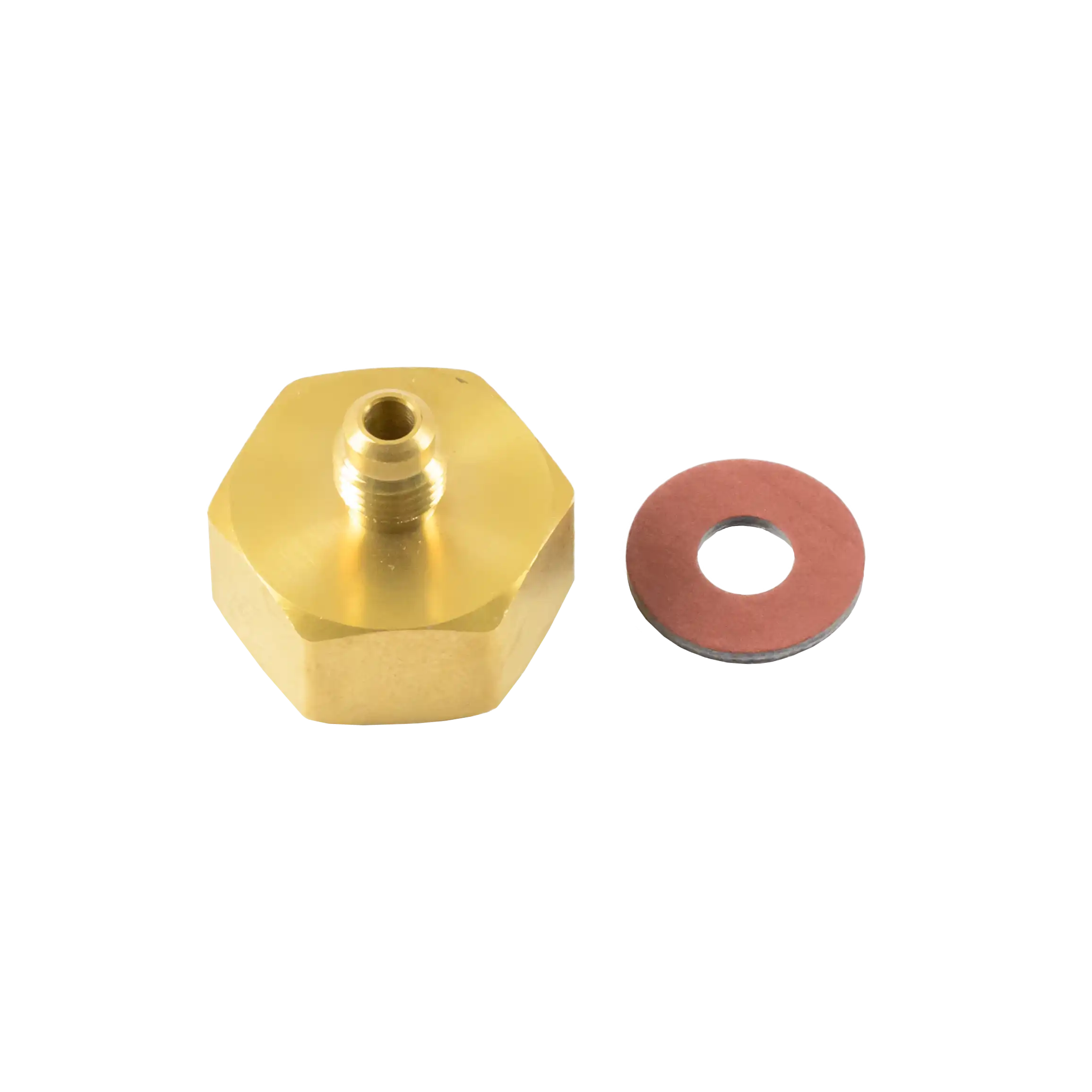 AD41-2 AD41 3/4"-14 gas bottle adapter to 1/4" SAE M for 125 lb tanks. Brass construction with gasket for secure HVAC/R refrigerant connections.