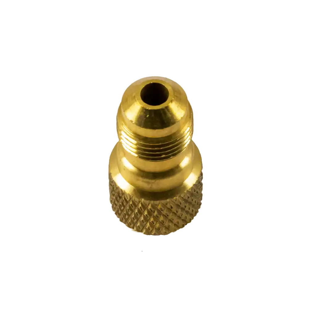 AD68-2 AD68 3/8" SAE to 1/2" ACME port adapter for vacuum pumps. Converts 1/2" ports to 3/8" with rubber seal and serrated barrel for easy tightening.