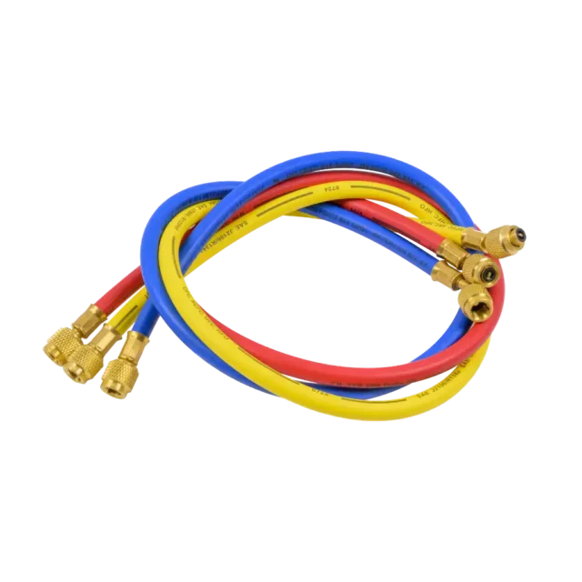 HP3 refrigerant hoses 3 ft, R-410A compatible. SAE J2196 rated with 800 psi working pressure. Durable, flexible and built for HVAC/R service.