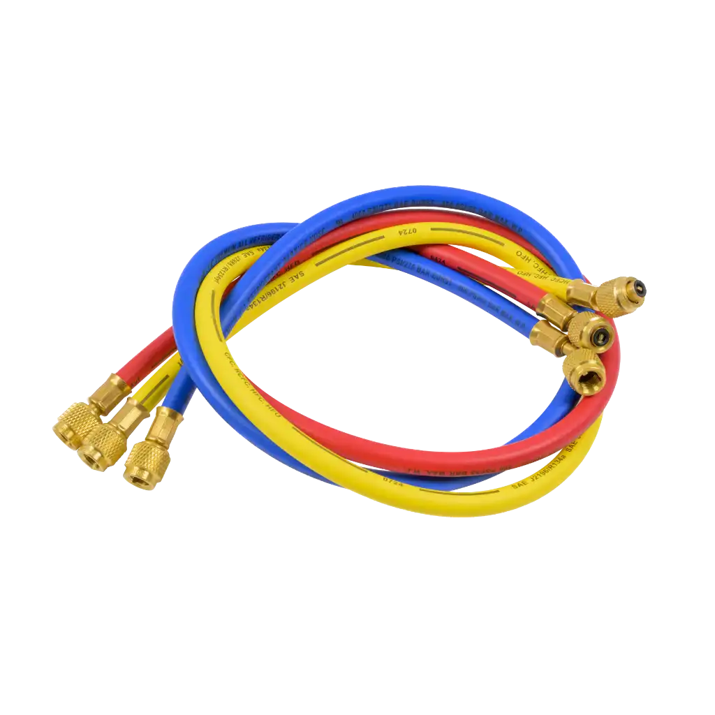 HP3 refrigerant hoses 3 ft, R-410A compatible. SAE J2196 rated with 800 psi working pressure. Durable, flexible and built for HVAC/R service.