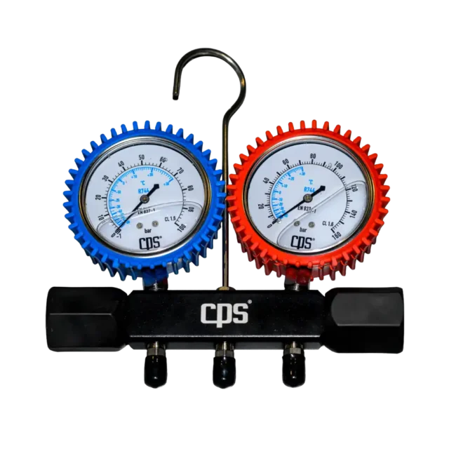 MBSCO2 CO2 Manifold - MBSCO2 CO2 Manifold: a high-pressure 2-way HVAC/R manifold with stainless steel valves, oil-filled gauges, and compatibility with CO2 systems.